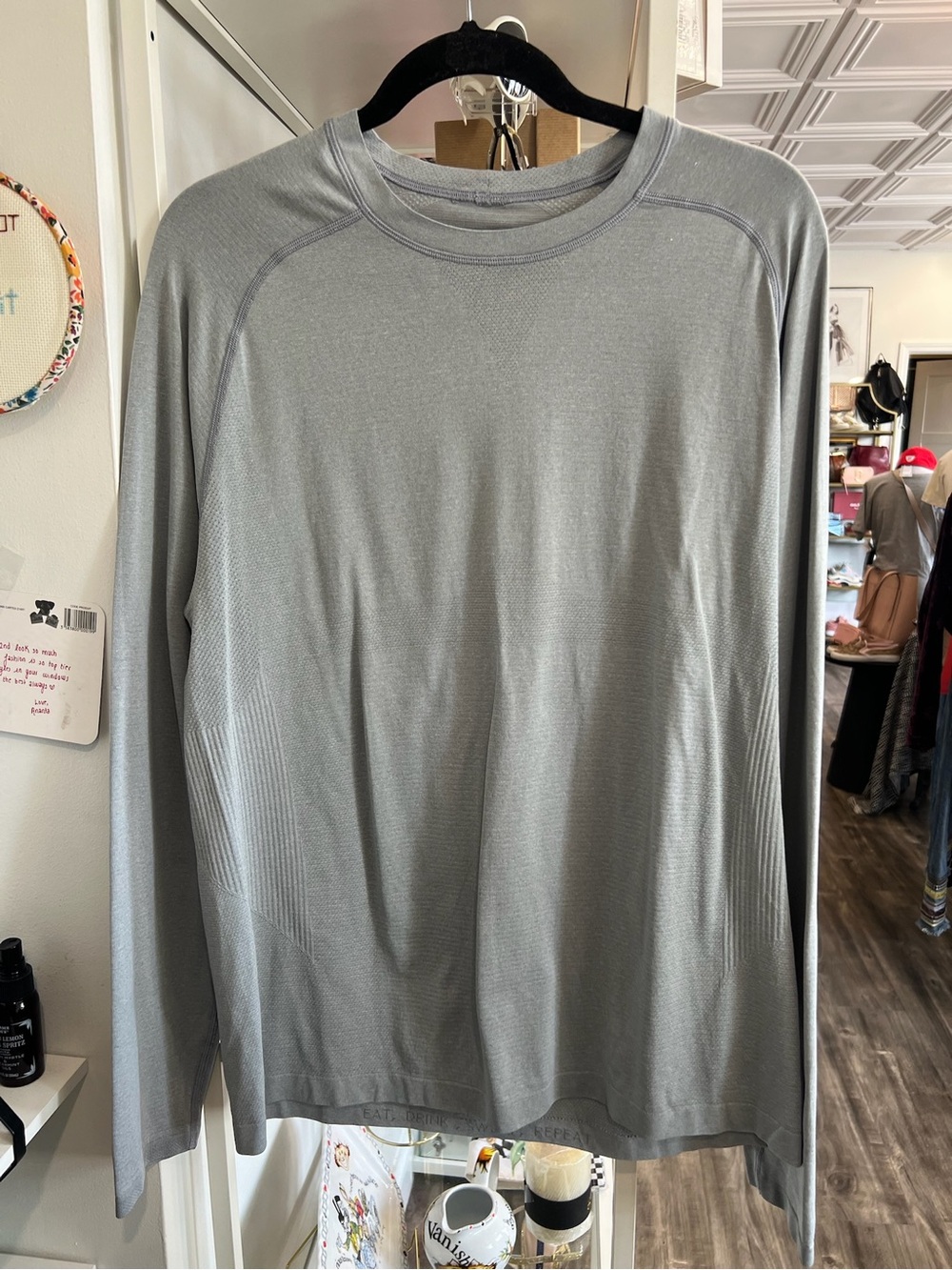 Lululemon Men's Long-Sleeve Performance Crew Neck Shirt - Light Gray